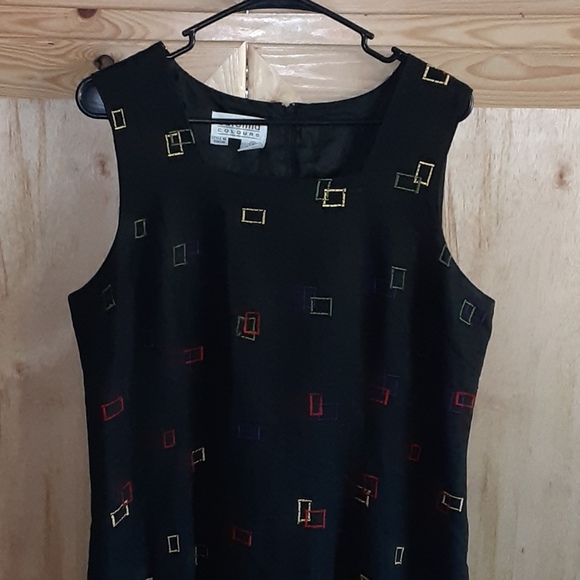 Carolina Colours black cube printed linen blend jumper dress size 16 - Picture 2 of 3